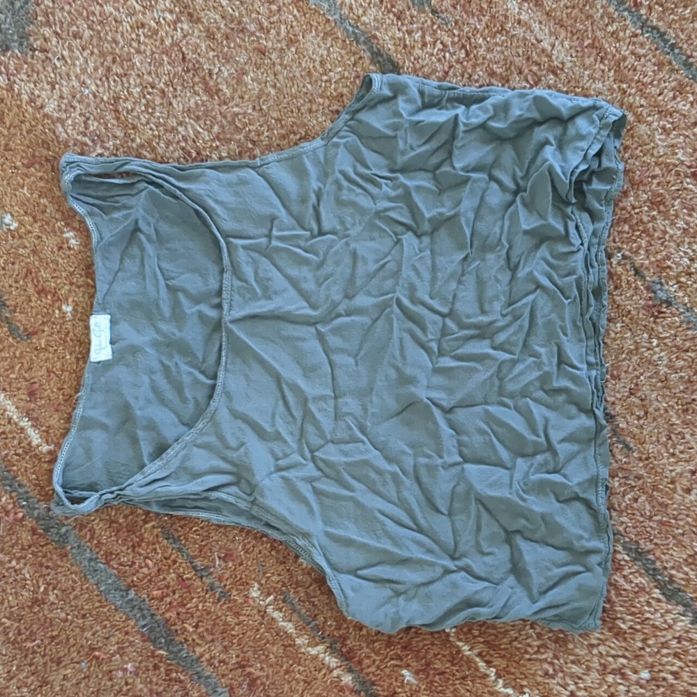 John Galt Olive Green Sleeveless Crop Tank Top